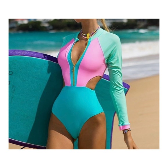 Women  One Piece Swimsuits Rash Guard
UV Protected  Cut Out Bathing Suits Summer - Picture 10 of 12